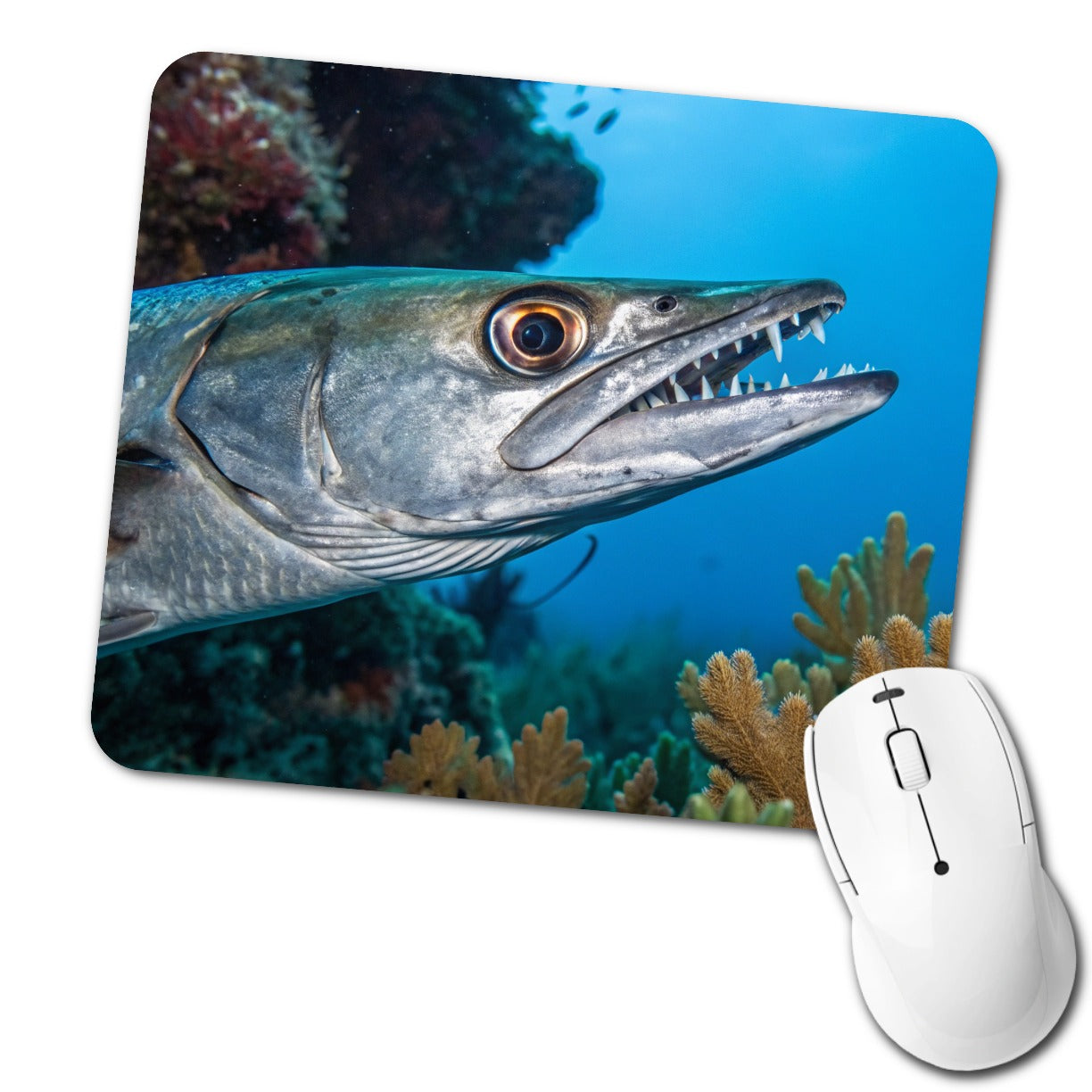 Barracuda Fish Ocean Wildlife Low Profile Mouse Pad Mat