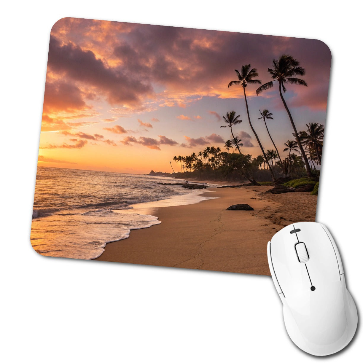 Beach Sunrise Sunset Ocean Tropical Low Profile Mouse Pad Mat