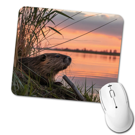 Beaver Pond At Sunset Low Profile Mouse Pad Mat