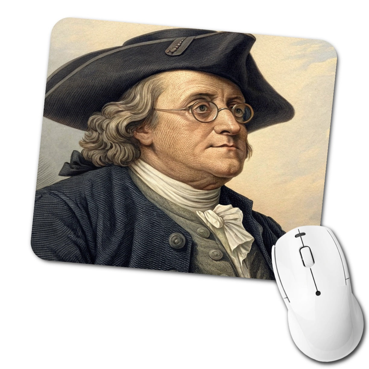 Benjamin Franklin Inventor Low Profile Mouse Pad Mat