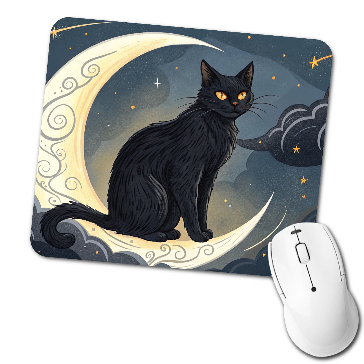 Black Cat Tarot Moon Low Profile Mouse Pad Mat