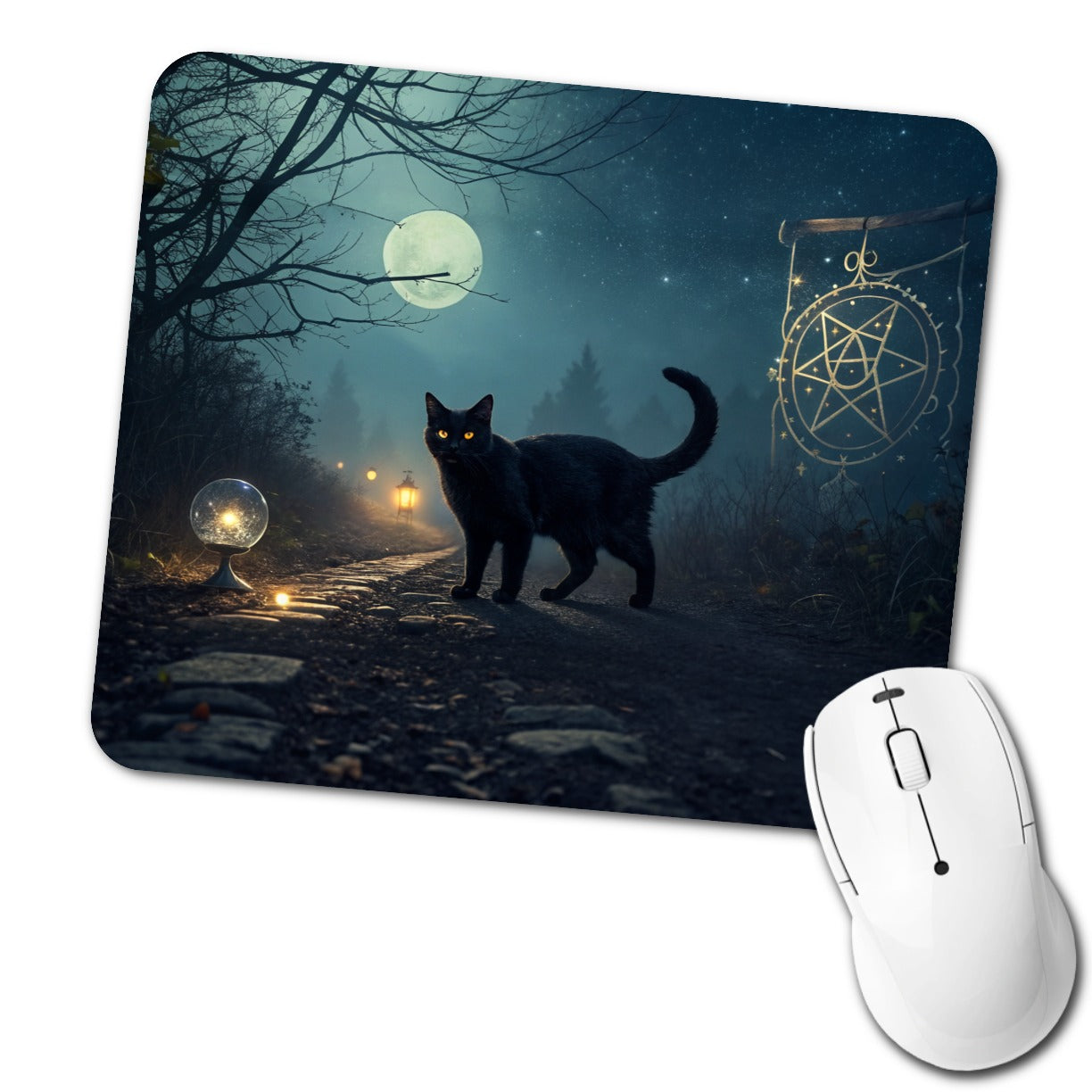 Black Cat Tarot Mystic Low Profile Mouse Pad Mat