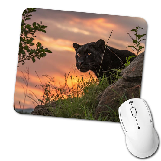 Black Panther At Sunset Low Profile Mouse Pad Mat