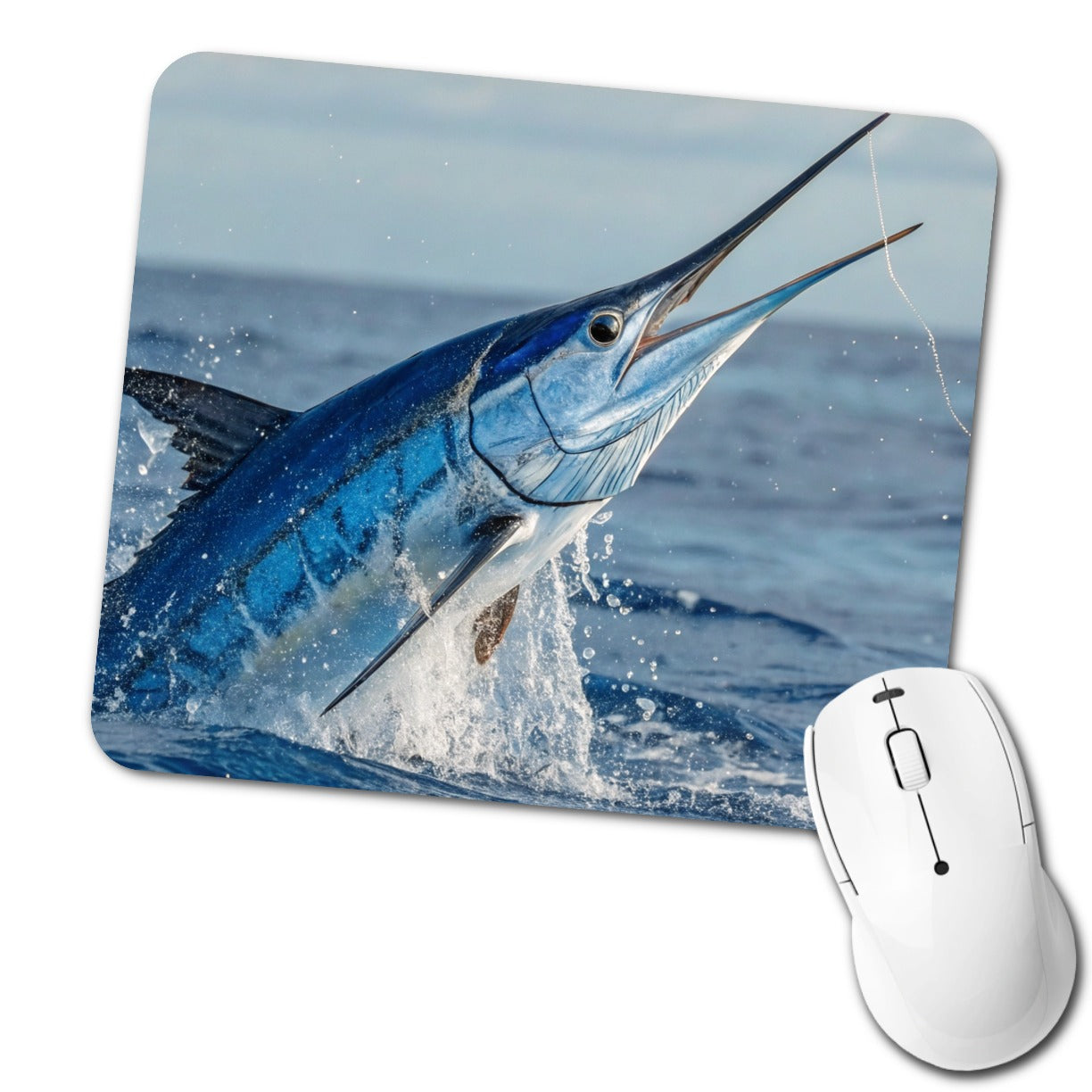 Blue Marlin Deep Sea Fishing Low Profile Mouse Pad Mat