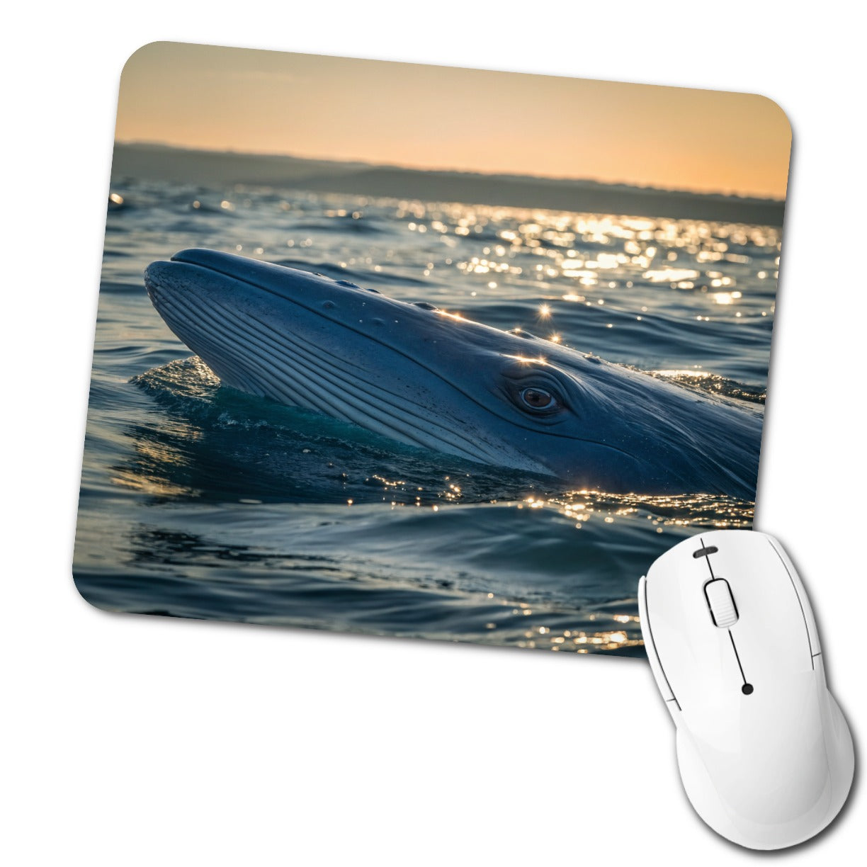 Blue Whale Ocean Wildlife Low Profile Mouse Pad Mat