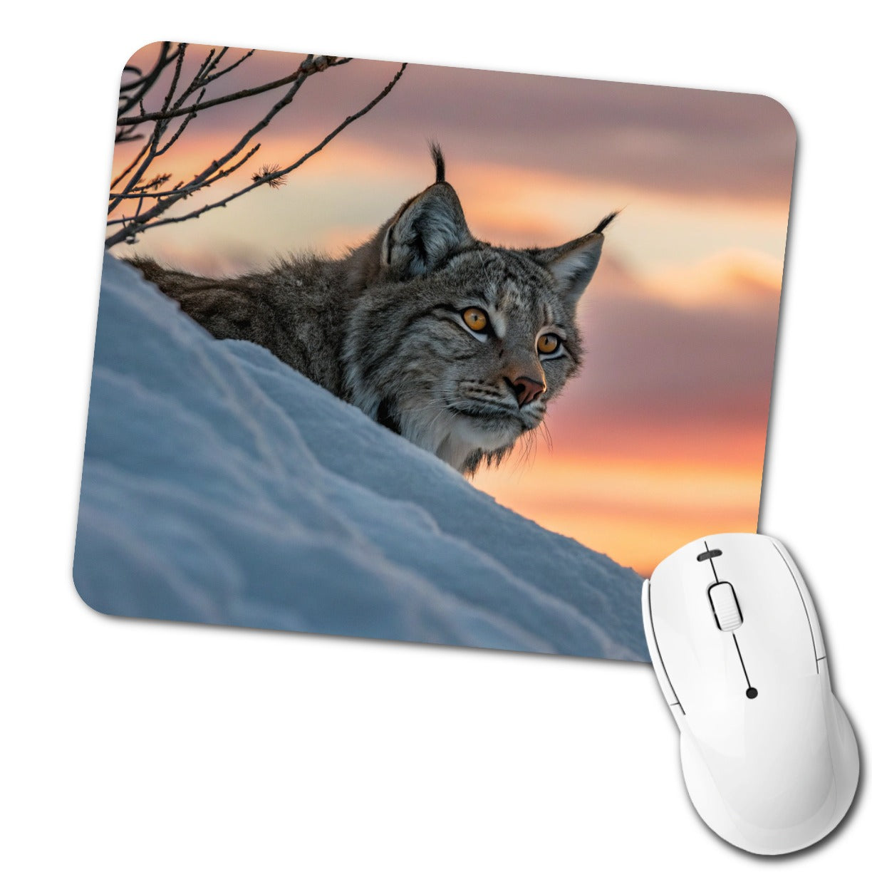 Canada Lynx At Sunset Low Profile Mouse Pad Mat