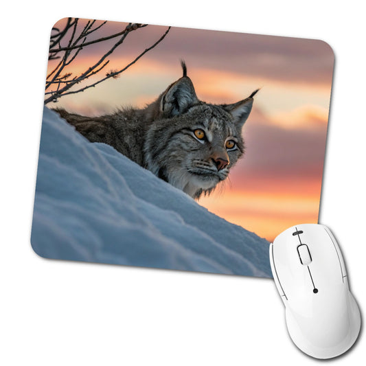 Canada Lynx At Sunset Low Profile Mouse Pad Mat