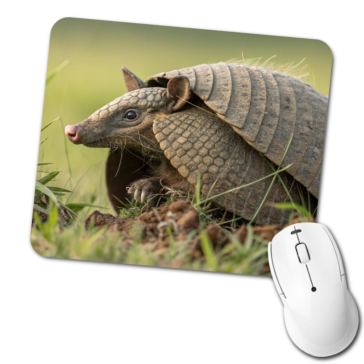 Curious Armadillo Wildlife Nature Low Profile Mouse Pad Mat