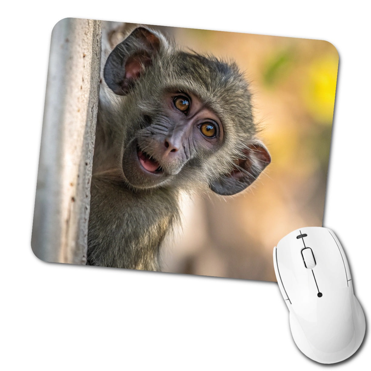 Curious Baboon Wildlife Nature Low Profile Mouse Pad Mat