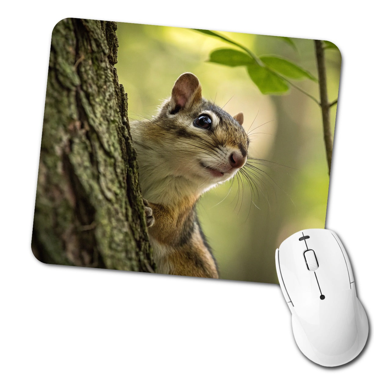 Curious Chipmunk Wildlife Nature Low Profile Mouse Pad Mat