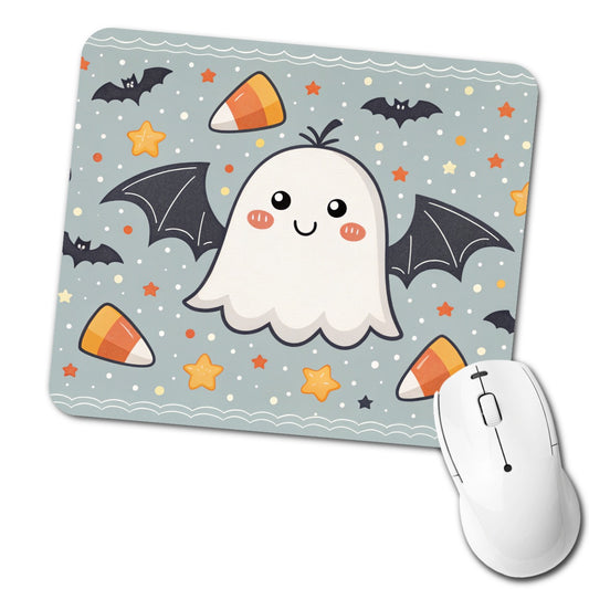 Cute Ghosts Bats Candy Corn Halloween Low Profile Mouse Pad Mat