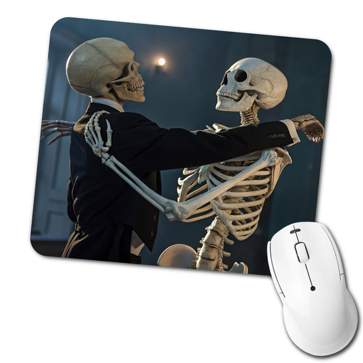 Dancing Skeleton Couple Halloween Low Profile Mouse Pad Mat