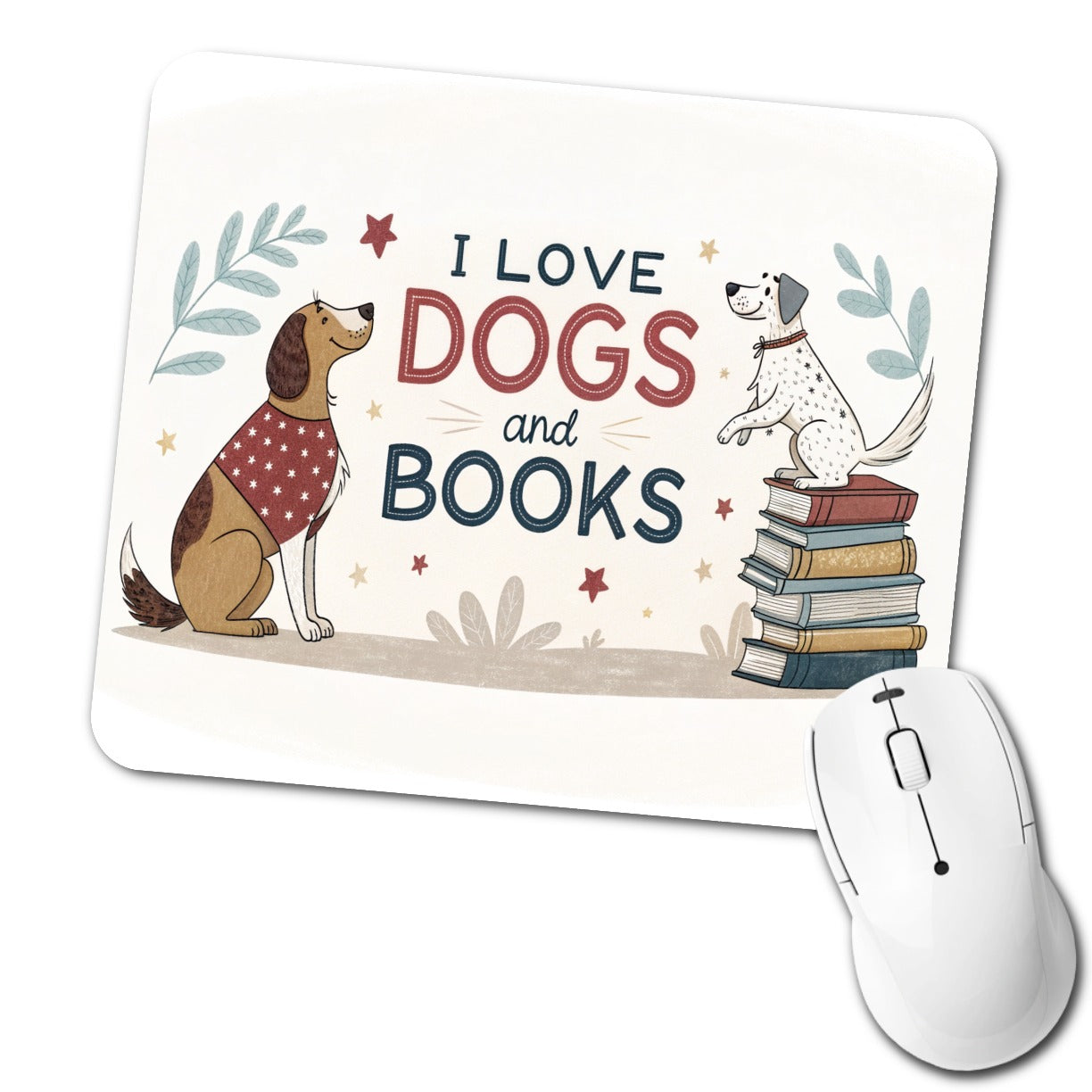 Dogs Books Love Reading Low Profile Mouse Pad Mat