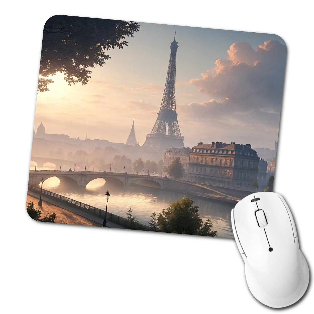 Eiffel Tower Paris France Morning Low Profile Mouse Pad Mat