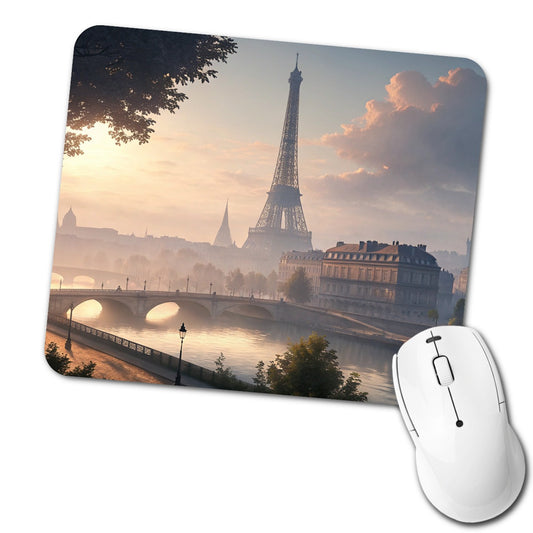 Eiffel Tower Paris France Morning Low Profile Mouse Pad Mat