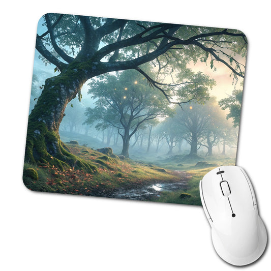 Enchanted Woodland Forest Landscape Low Profile Mouse Pad Mat