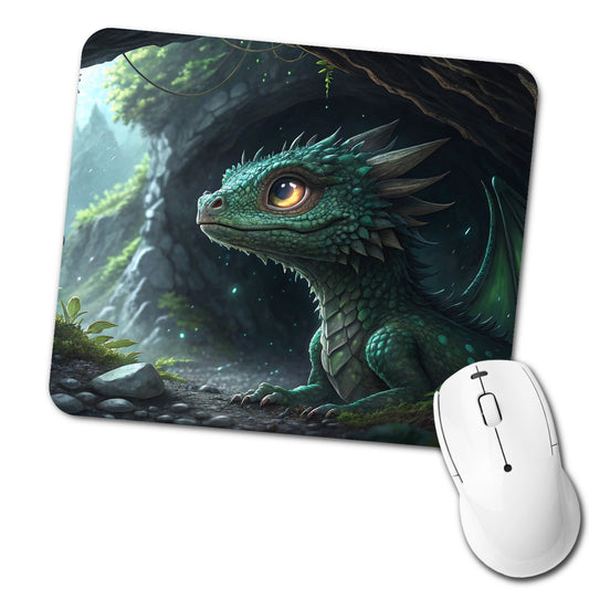 Fantasy Dragon Cave Scene Low Profile Mouse Pad Mat