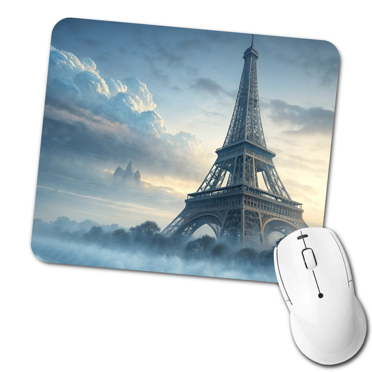 Foggy Eiffel Tower Paris Low Profile Mouse Pad Mat