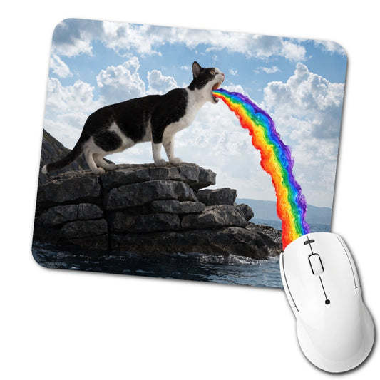 Funny Cat Rainbow Vomit Low Profile Mouse Pad Mat