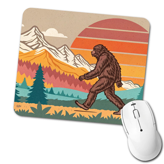 Funny Retro Sasquatch Bigfoot Walking Low Profile Mouse Pad Mat