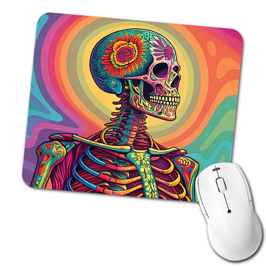 Halloween Psychedelic Skeleton Low Profile Mouse Pad Mat