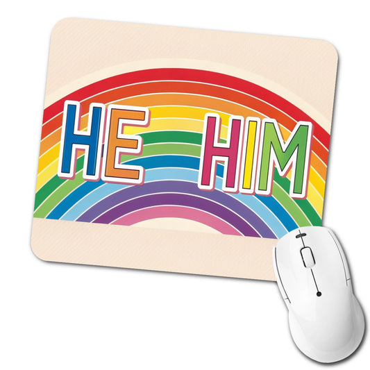 He Him Rainbow Love Pride Low Profile Mouse Pad Mat