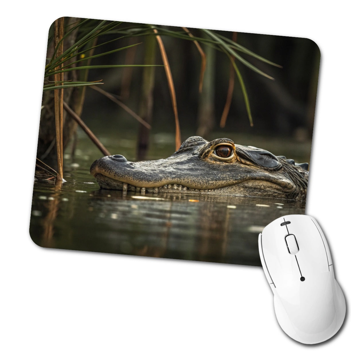 Hidden Alligator Nature Photo Low Profile Mouse Pad Mat