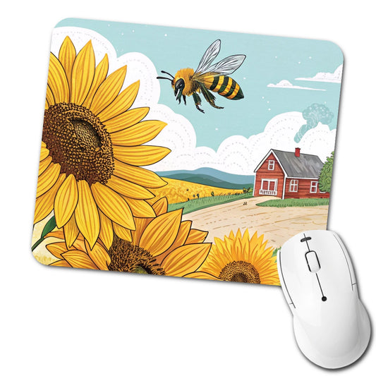 Honeybee Sunflower Farm Low Profile Mouse Pad Mat
