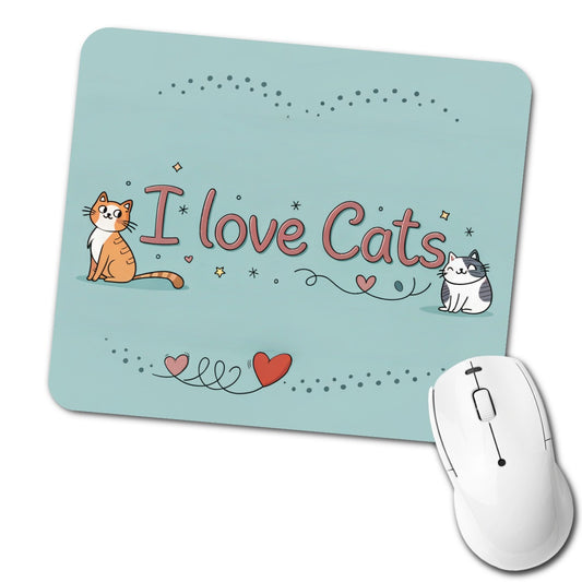 I Love Cats Adorable Low Profile Mouse Pad Mat