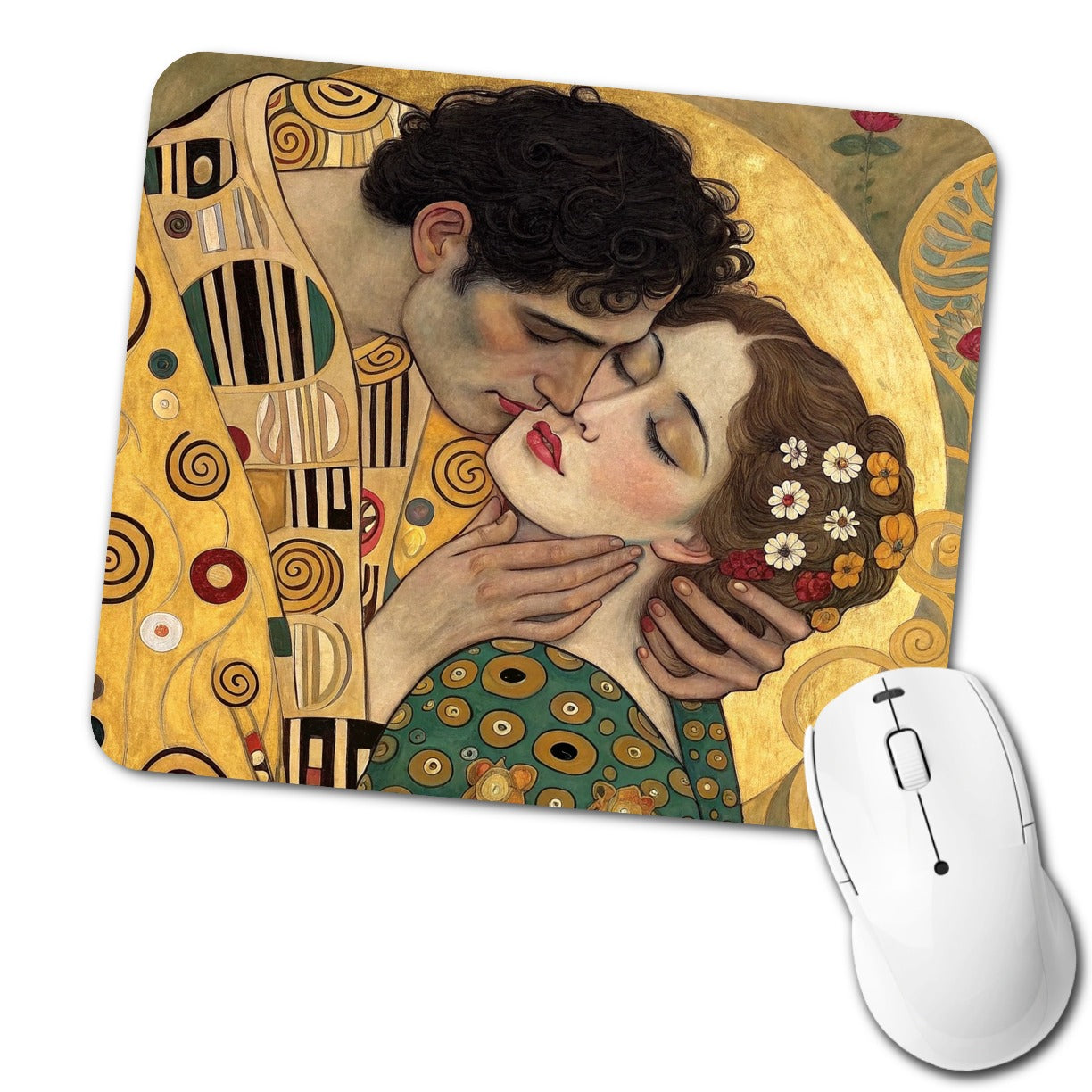 Klimt The Kiss Inspired Low Profile Mouse Pad Mat