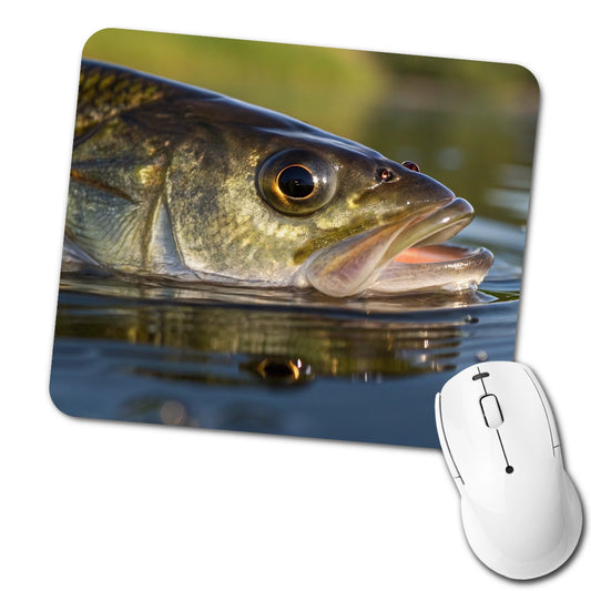 Largemouth Bass Fishing Wildlife Low Profile Mouse Pad Mat