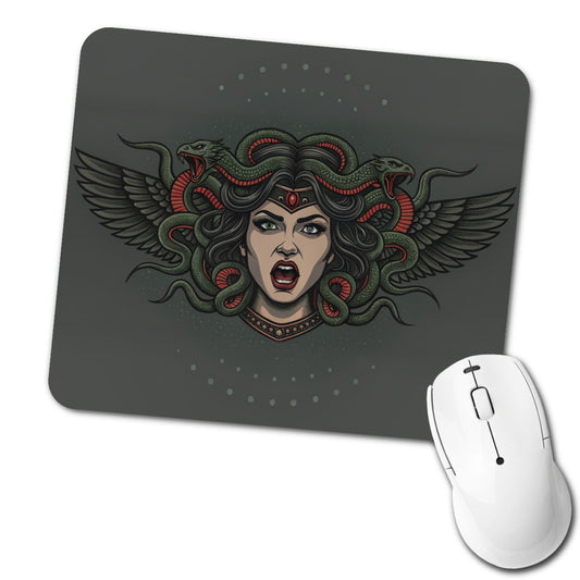 Medusa Gorgon Snake Tattoo Style Low Profile Mouse Pad Mat