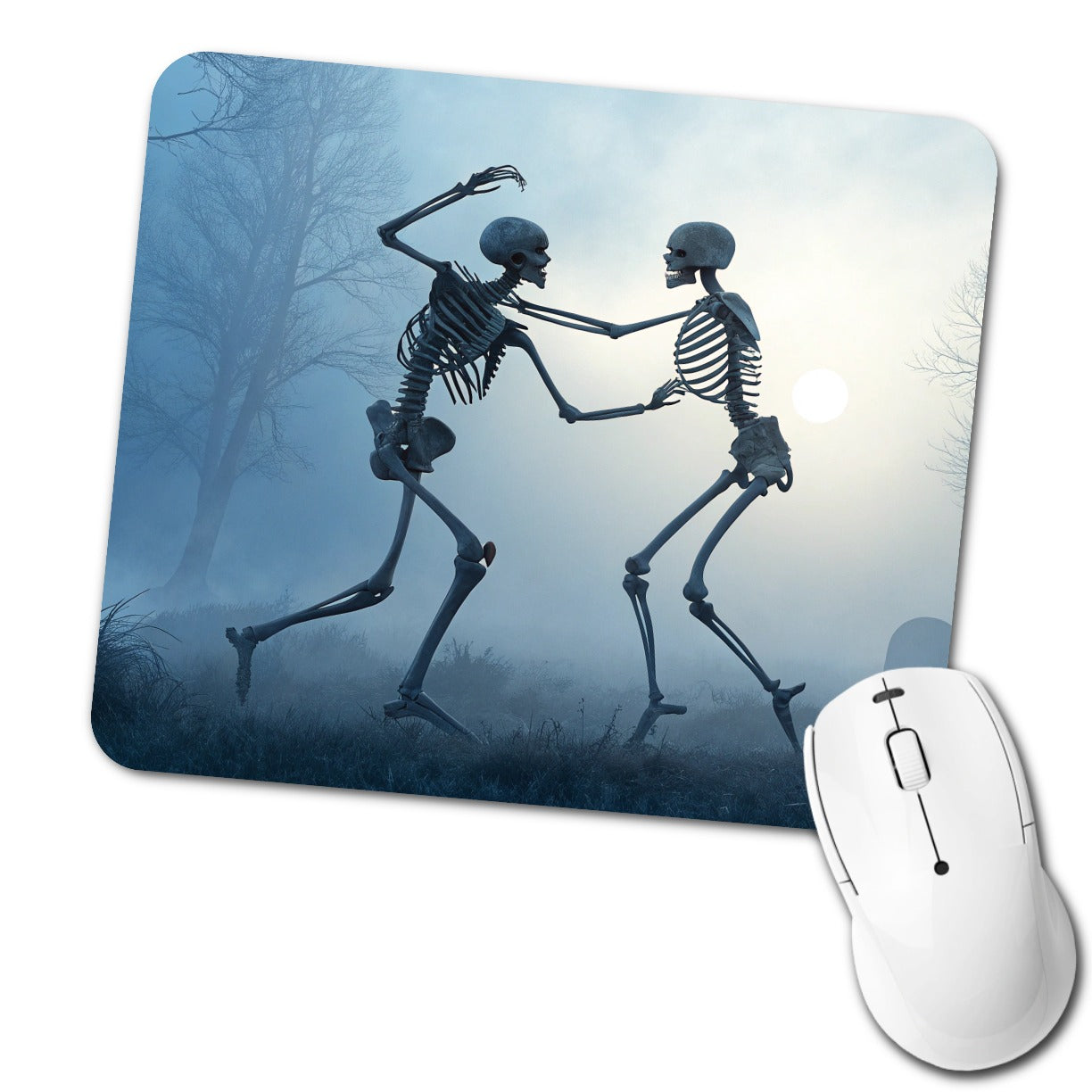 Misty Dancing Skeleton Couple Low Profile Mouse Pad Mat