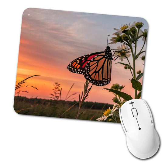 Monarch Butterfly At Sunset Low Profile Mouse Pad Mat