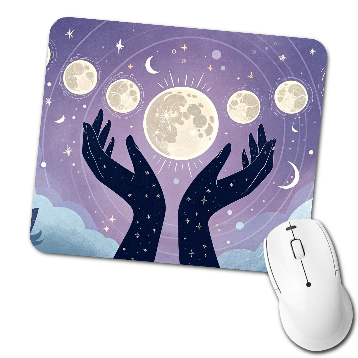 Mystical Moon Phases Low Profile Mouse Pad Mat
