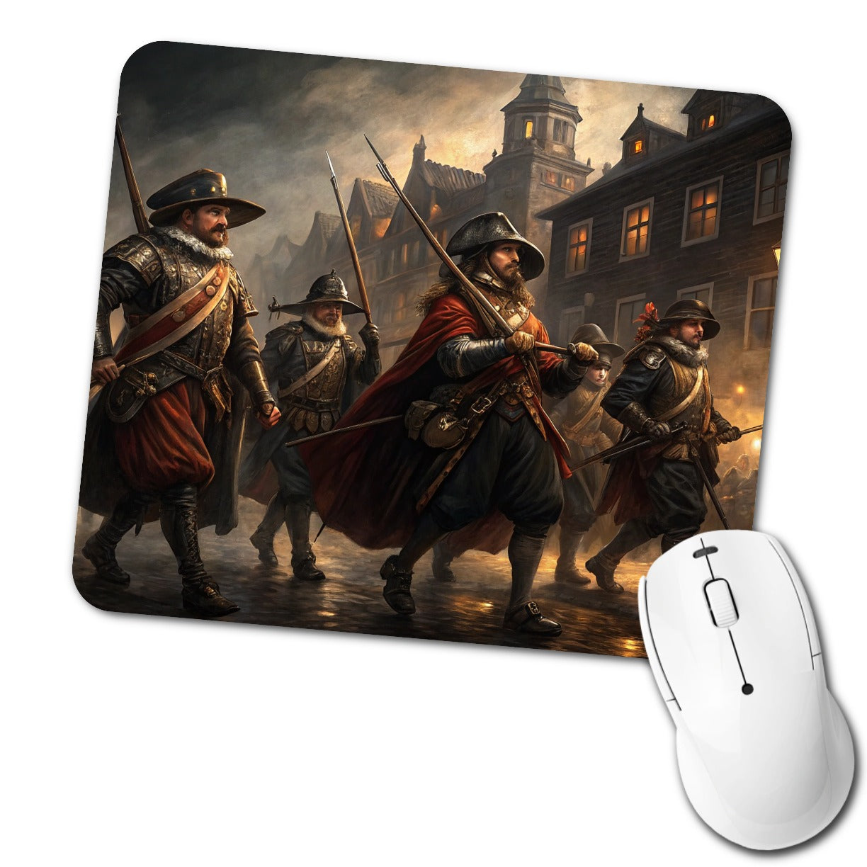 Night Watch Rembrandt Inspired Low Profile Mouse Pad Mat