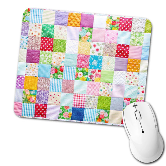 Patchwork Quilt Colorful Low Profile Mouse Pad Mat