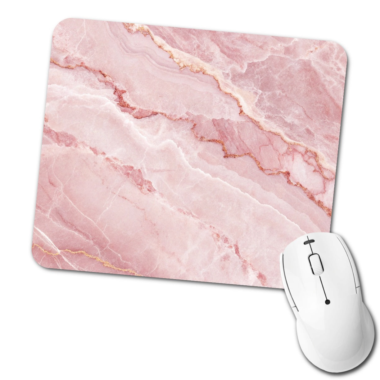 Pink Marble Pattern Low Profile Mouse Pad Mat