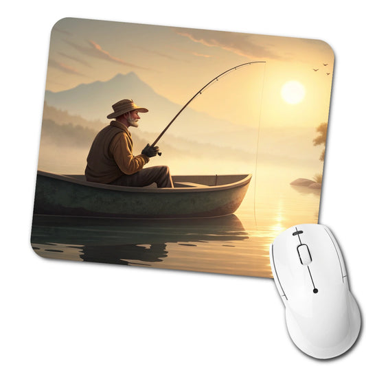 Relaxed Fisherman Lake Sunrise Low Profile Mouse Pad Mat