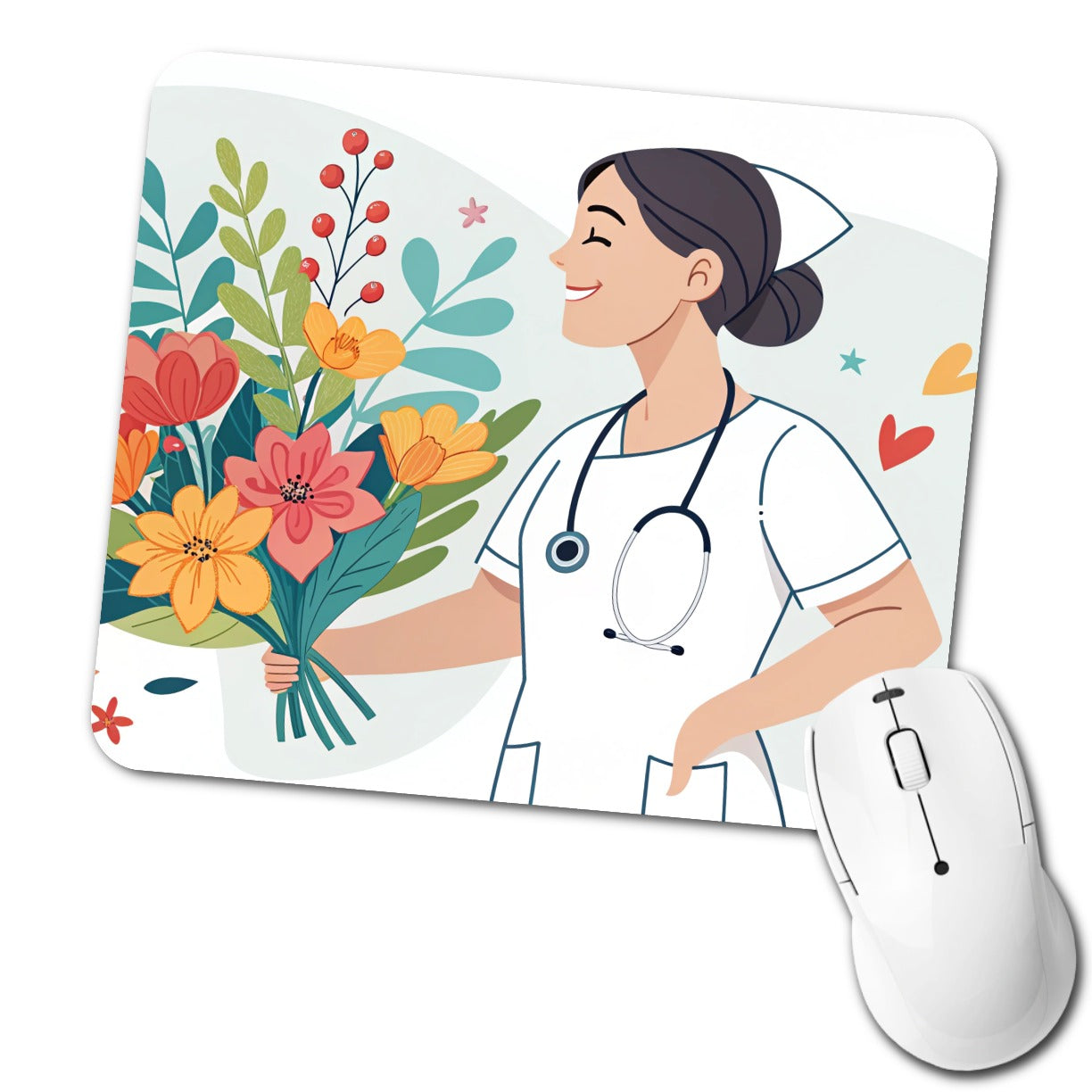 RN LVN Nurse Nursing Flowers Low Profile Mouse Pad Mat