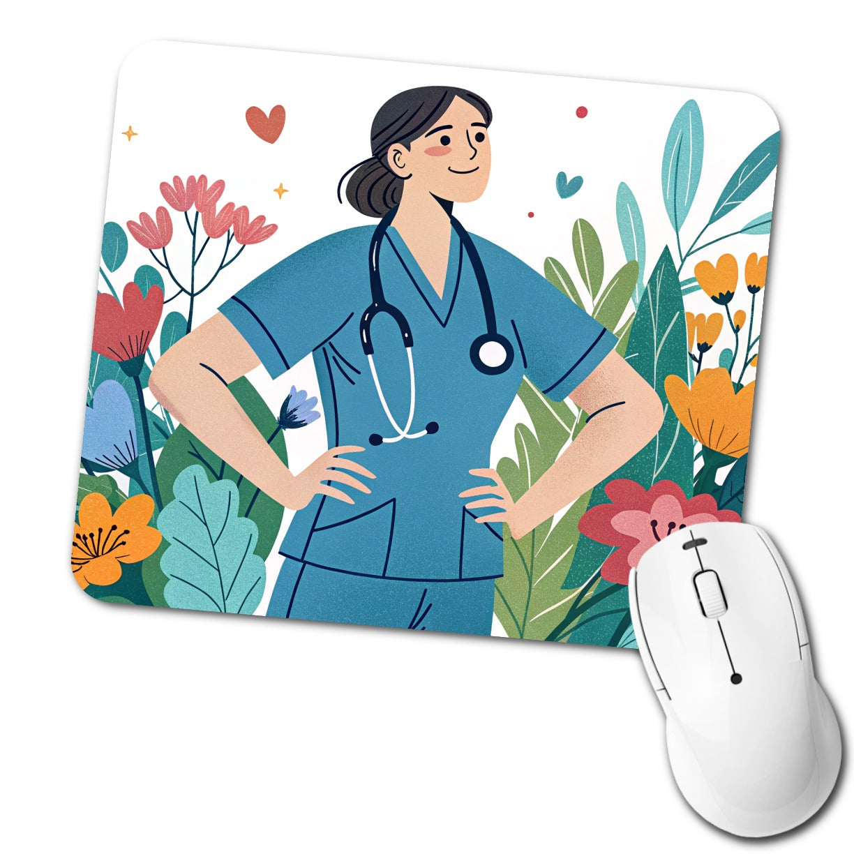 RN LVN Wildflower Nurse Low Profile Mouse Pad Mat