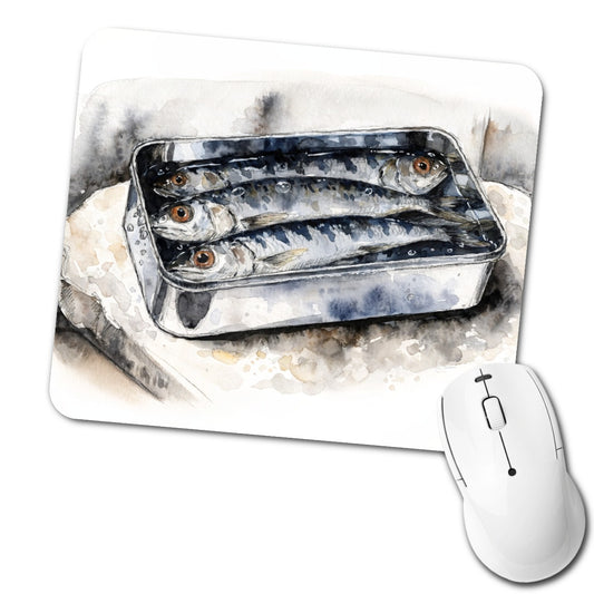Sardines Fish In Tin Watercolor Low Profile Mouse Pad Mat