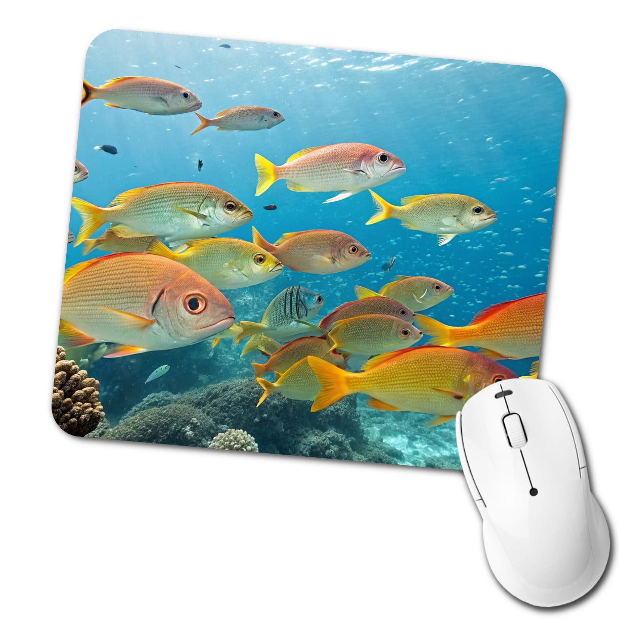 School of Fish Underwater Tropical Low Profile Mouse Pad Mat