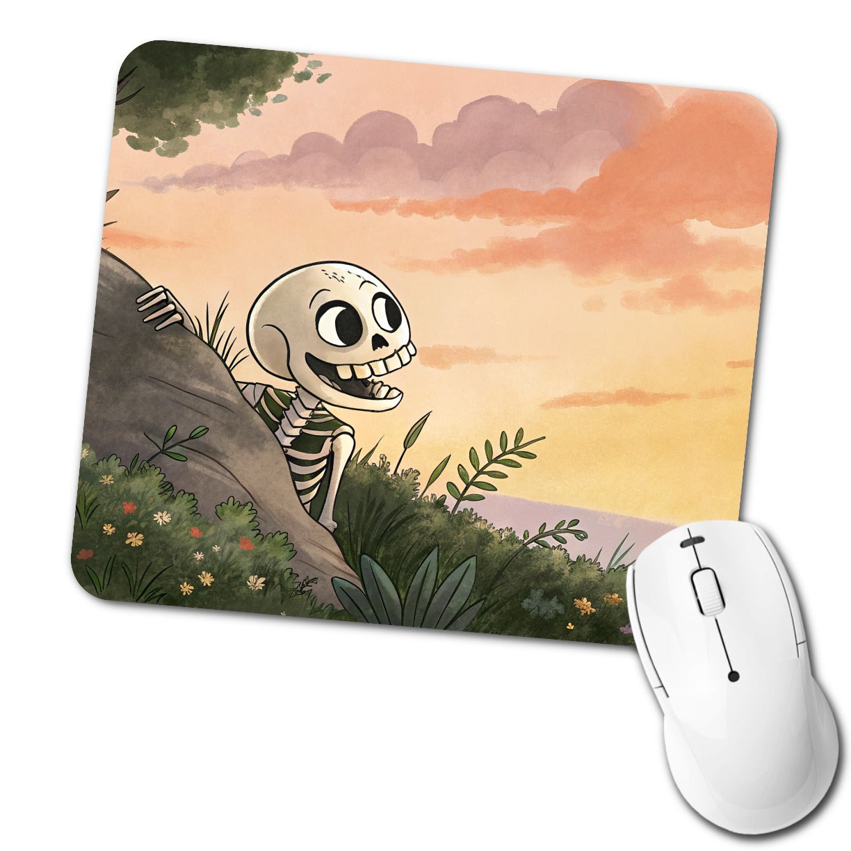 Skeleton Tree Sunset Halloween Low Profile Mouse Pad Mat