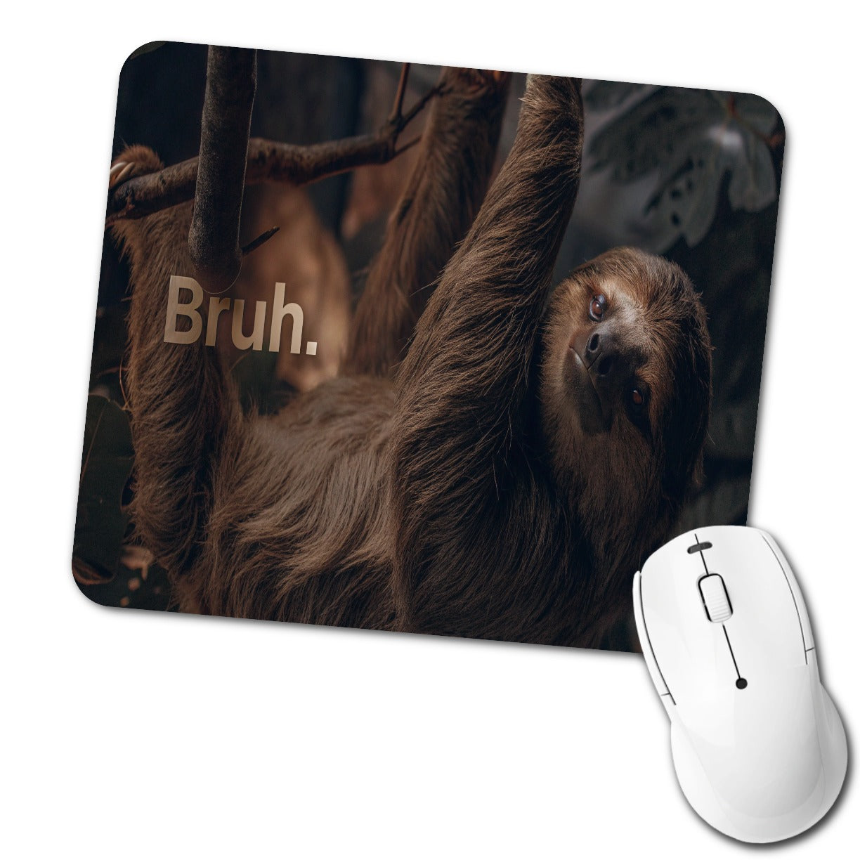 Sloth Saying Bruh Funny Low Profile Mouse Pad Mat