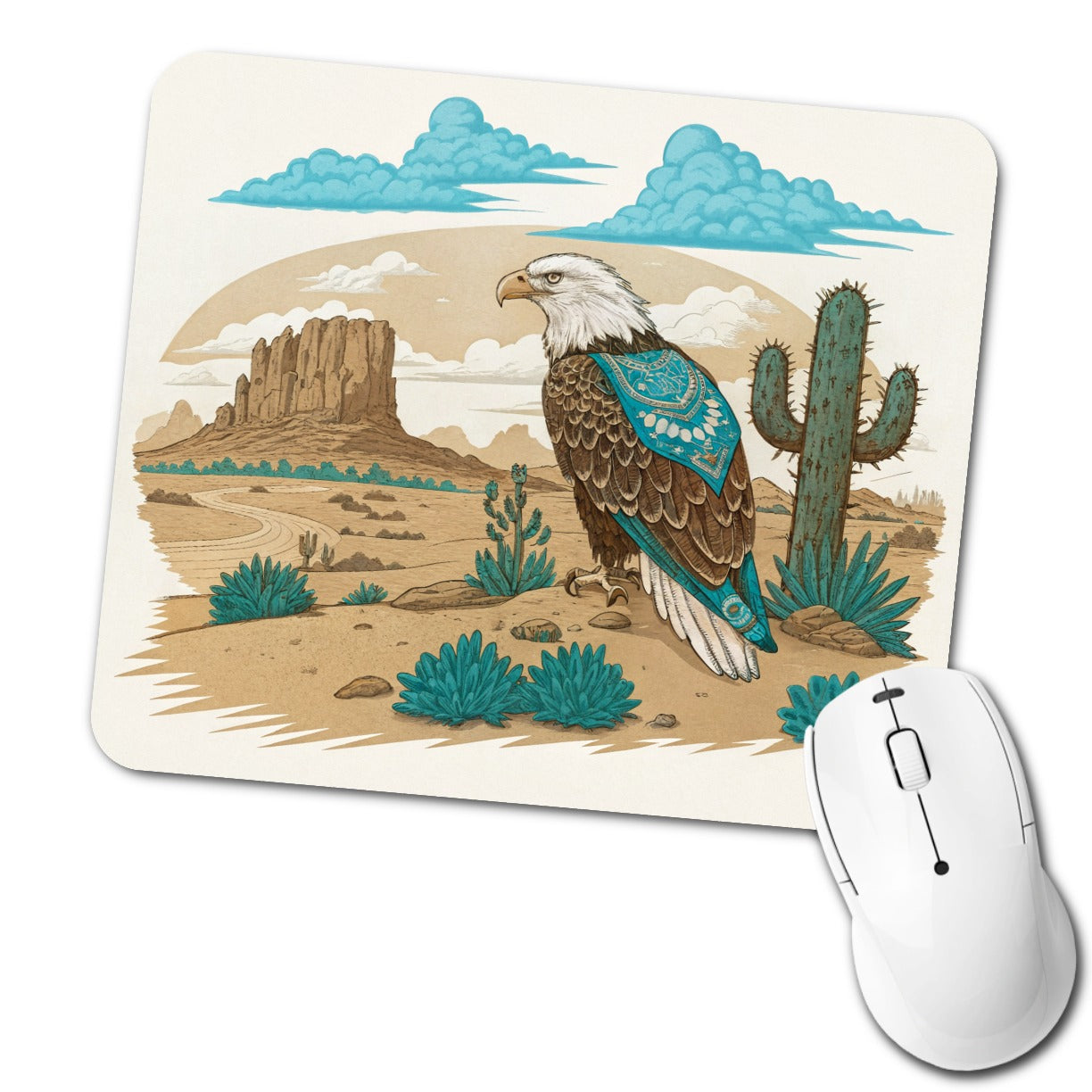 Southwestern Bald Eagle Desert Low Profile Mouse Pad Mat