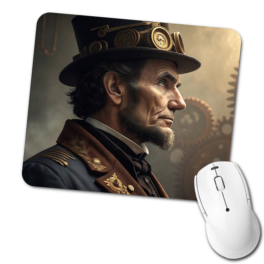 Steampunk Abraham Lincoln Portrait Low Profile Mouse Pad Mat