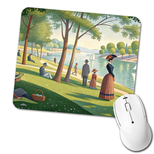 Sunday in the Park Seurat Inspired Low Profile Mouse Pad Mat