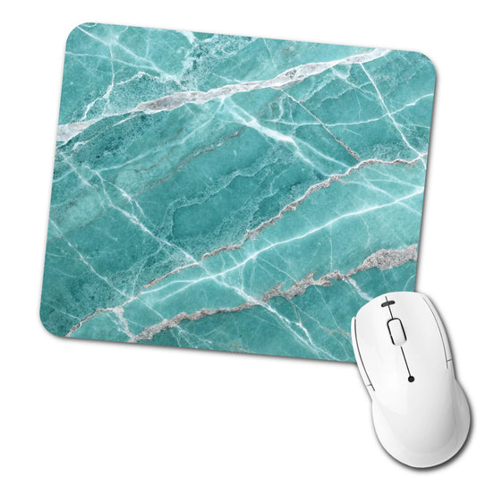 Teal Marble Abstract Texture Low Profile Mouse Pad Mat
