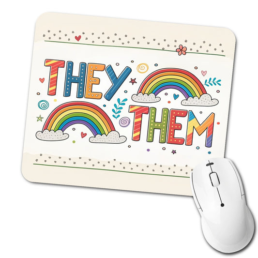 They Them Rainbow Colorful Pride Low Profile Mouse Pad Mat